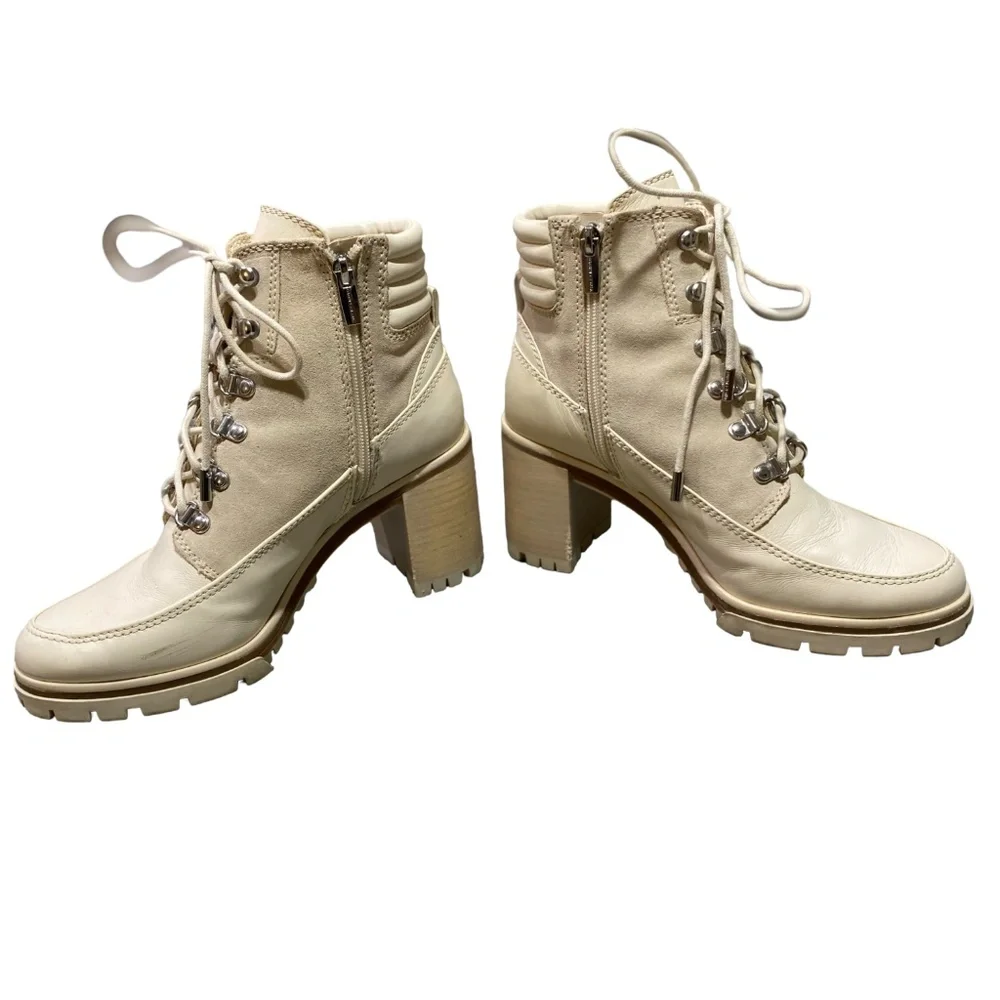 Vince‎ Camuto Cream lace up combat heel boot Size 9